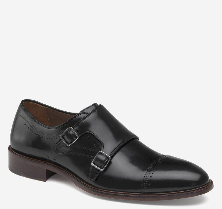 Johnston & Murphy Sayer Cap-Toe Double-Buckle Monk Strap Snörskor Herr - Svarta Finskor [EF6503189]